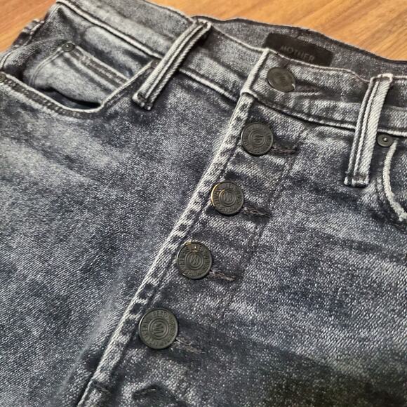 MOTHER Denim The Pixie Dazzler Skimp in Train Stops Jeans Size 26 Grey Acid Wash - Picture 5 of 16